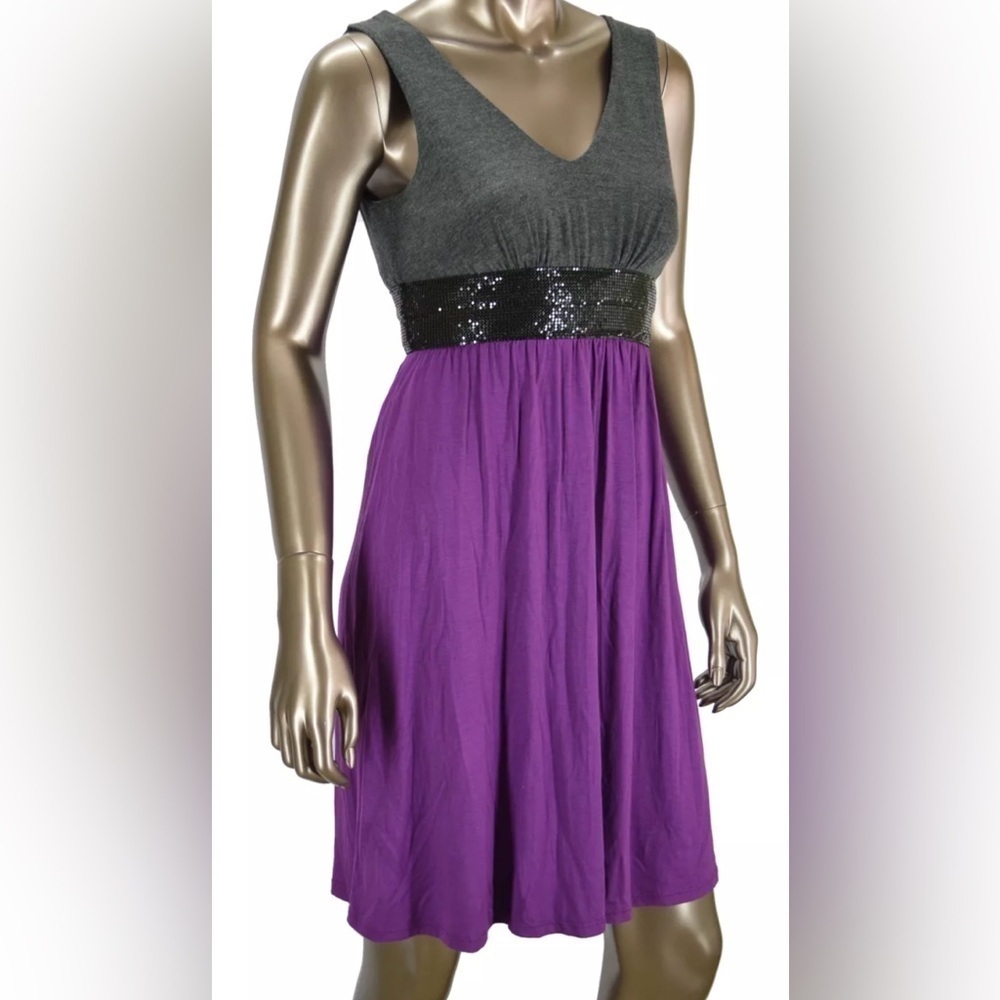 NWT Ella Moss Purple Grey Sequined Dress M - Picture 6 of 6